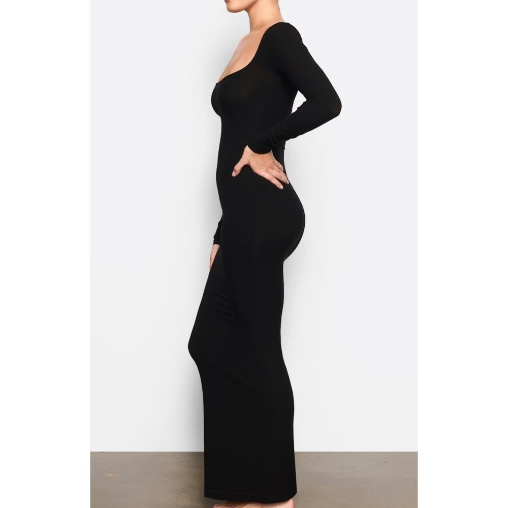 Skims Soft Lounge Long Sleeve Dress AP-DRS-1701 Onyx Large - Picture 3 of 5